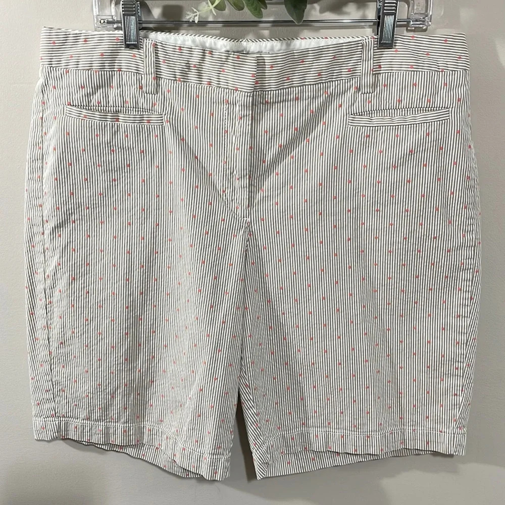 Lands’ End Fit 2 Striped Polka Dot Chino Bermuda Shorts 14
